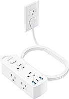 Olcorife 25ft Flat Extension Cord with 6 Outlets and 3 USB Ports — image 1