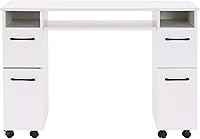 BarberPub Manicure Table with Wheels, White — image 8