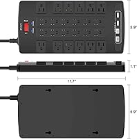 QINLIANF Surge Protector Power Strip 24 Outlets 4 USB Ports — image 7