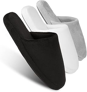 3-Pair Luxury Spa Slippers - Cotton Memory Foam Non-slip Closed Toe Review