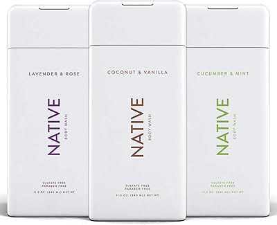 Native Body Wash 3 Pack - Cucumber & Mint, Coconut & Vanilla, Lavender & Rose