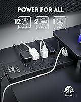 PLUGTUL Surge Protector Power Strip 10FT 12 Outlets USB-C 20W — image 2