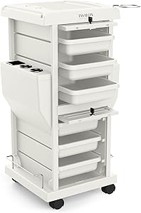 TASALON Salon Trolley Cart with Lock, 6 Lockable Trays, White Review
