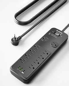 PLUGTUL Surge Protector Power Strip 20FT with 10 Outlets and 20W USB-C Charging
