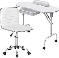 Yaheetech 37-inch Foldable Manicure Table with Swivel Chair Set — image 1