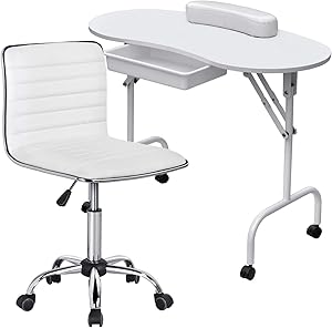 Yaheetech 37-inch Foldable Manicure Table with Swivel Chair Set Review