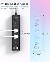Addtam Surge Protector Power Strip 25 FT Extension Cord with 12 Outlets and 3 USB Ports — image 6