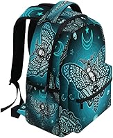 MNSRUU Teal School Backpack Butterfly Skull Blue College Knapsack Laptop Rucksack — image 2