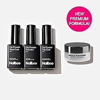 Nailboo Dip Powder Nail Kit Bundle – Base Coat, Activator, Top Coat & Build Powder, Clear 1oz 4 Piece Set — image 2