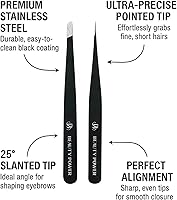 Beauty Power Precision Tweezers Set – Slant & Point Tips, Matte Black — image 6