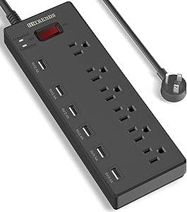 HITRENDS Power Strip with 6 AC Outlets & 6 USB Ports