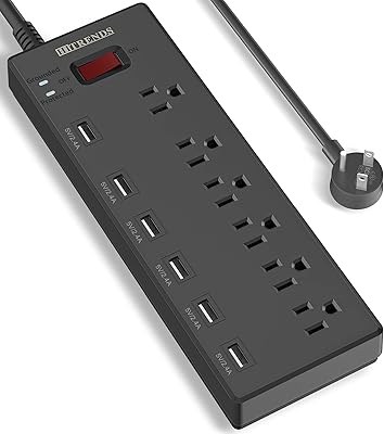 HITRENDS Power Strip with 6 AC Outlets & 6 USB Ports
