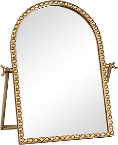 GIFTTROVE Vintage Desk Makeup Mirror, 11.8″L x 7.9″W, Antique Gold