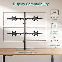 WALI GMF004 Freestanding Quad Monitor Mount for 17-27 Inch Screens — image 3