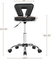 Yaheetech Rolling Swivel Salon Stool with Backrest, Black — image 3