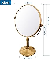 Gecious Antique Brass Makeup Mirror 1X/10X 8 Inch — image 2