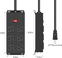 JUNNUJ 20 Amp Heavy Duty Power Strip 6-Outlet Surge Protector — image 6