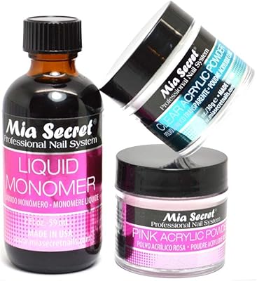 Mia Secret Liquid Monomer + Clear & Pink Acrylic Powder Set 2oz + 1oz