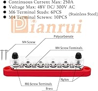 Dianrui 12V Bus Bar Power Distribution Block 250A — image 4