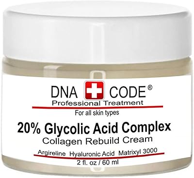 DNA Code Anti-Aging 20% Glycolic Acid Complex Collagen Rebuild Cream w/Argireline, Matrixyl 3000, CoQ10 – 5.61oz