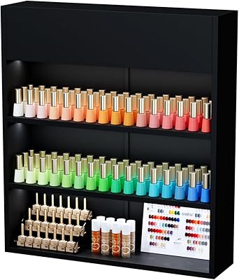 OmySalon 32-Inch 3-Tier LED Nail Polish Organizer Shelf