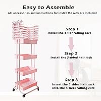 TUOCCI Braiding Hair Rack with 196 Pegs, 4-Tier Storage Cart in Pink — image 7