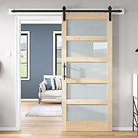 ROYMELO 34x84 Inch Glass Sliding Barn Door Slab with 6ft Hardware Kit — image 1