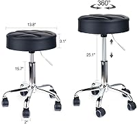 Leopard Rolling Stool, Adjustable Work Medical Stool with Wheels - Black — image 2