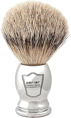 Parker 100% Silvertip Badger Shaving Brush – Chrome Handle & Stand