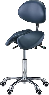 Master Massage Berkeley Ergonomic Saddle Stool with Backrest, Blue
