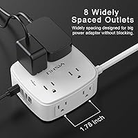 YISHU 20 Ft Surge Protector Power Strip with USB Ports — image 5