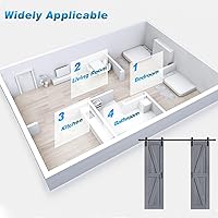 FREDBECK Gray Double Barn Door 48×84 Inch with 8FT Hardware Kit — image 6