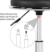 Yaheetech Rolling Swivel Salon Stool with Backrest, Black — image 6