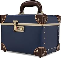 urecity Vintage Makeup Train Case, Navy Blue — image 1