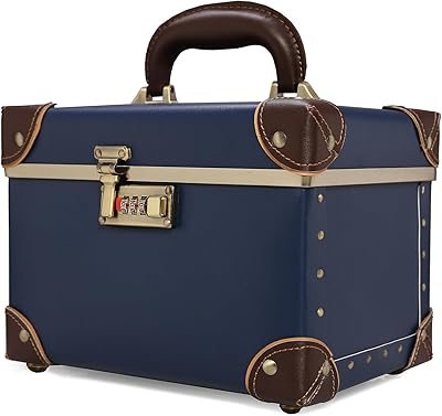 urecity Vintage Makeup Train Case, Navy Blue