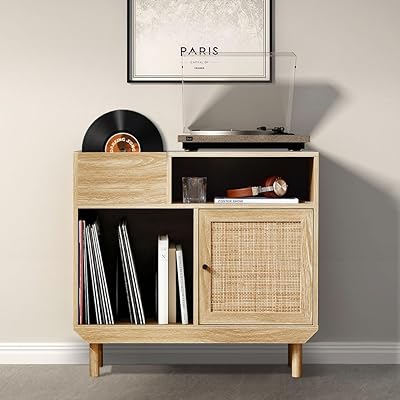 affeivul Turntable Stand Record Player Cabinet