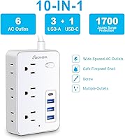 Asamoom 20 FT Extension Cord with 6 Outlets and 4 USB Ports — image 7