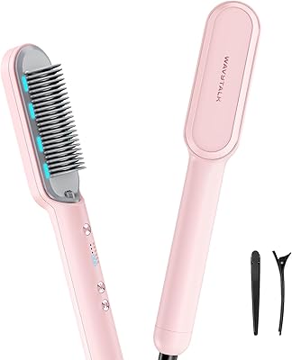 Wavytalk Hair Straightener Brush, Pink