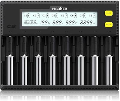 MiBOXER 18650 Battery Charger, 8-Bay Smart Charger