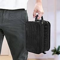 Dot&Dot Leather Toiletry Bag for Men Women - Black Croc, Large — image 6