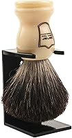 Parker 100% Black Badger Bristle Shaving Brush with White Handle — image 1
