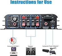 Romicta 4.1 Channel Bluetooth 5.0 Mini Audio Amplifier Receiver with Active Subwoofer Output — image 5