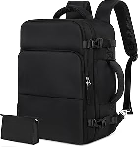 Rinlist Black Rectangular Travel Backpack 15.6-inch Laptop Bag
