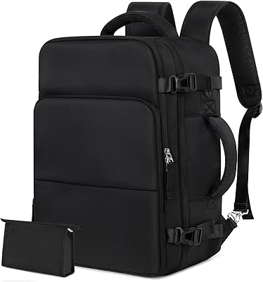 Rinlist Black Rectangular Travel Backpack 15.6-inch Laptop Bag