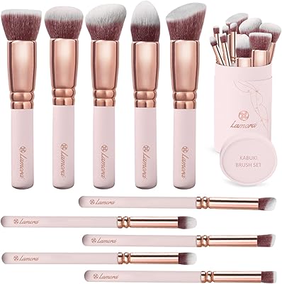 Lamora Kabuki Makeup Brush Set - 10 Pc Collection