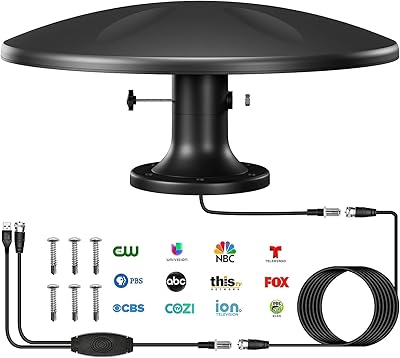 DTB TECH Outdoor TV Antenna with Amplifier, 120 Miles Range