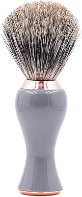 Parker 3-Band Pure Badger Shave Brush with Stand - Gray and Rose Gold