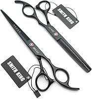 Smithking 7.0 Inches Professional Hair Cutting Thinning Scissors Set with Razor (Black) — image 4
