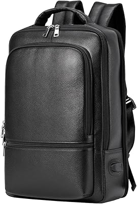 Genuine Leather Laptop Backpack for Men Women 15.6 Inch