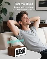 Bitswolee Wooden Digital Alarm Clock with Wireless Charging and Bluetooth Speaker — image 8
